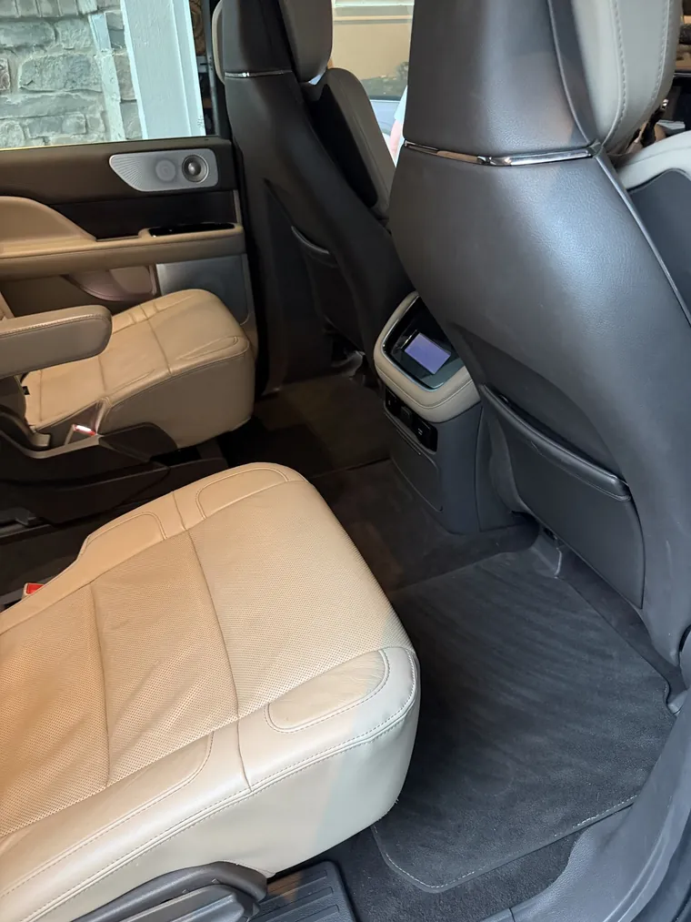 Lincoln Navigator tan leather interior after a mobile detail