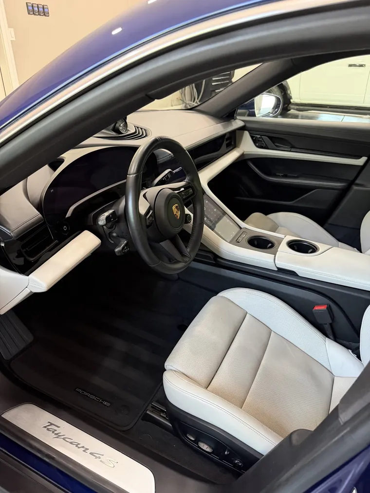 Porsche Taycan 4S interior detailed by a mobile detailer near Carmel Indiana